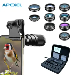 APEXEL 10-in-1 Smartphone Lens Kit 22X Telephoto Ultra-Wide Macro Filter Combo Clip-On Lenses for Apple & Android Phones Ideal Christmas Gift for Travel Photography summerwins