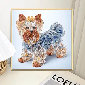 Cute Dog Design DIY Diamond Arts Colorful Painting Kit without Frame, 5D Special Shape Diamond Art Kit for Beginners, DIY Crafts Home Decoration