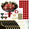 Waterproof Glitter Decorative Fake Flower Bouquet Set (24pcs/36pcs Options) - With Wrap, 3D Butterflies, Crowns, Alphabet Stickers, Ribbons, Yarn - Ornaments for Girly Room Accessories, Wardrobe DIY Home Decor - GF Gift, Anniversary Gifts for Her