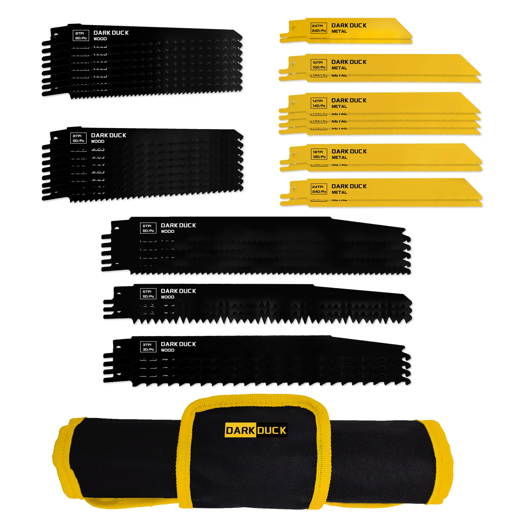 DARK DUCK 40pcs Ultimate Reciprocating Saw Blade Set - Long-Lasting, Premium, Durable Wood & Metal Cutting Blades With Storage Pouch ，Power tool acces