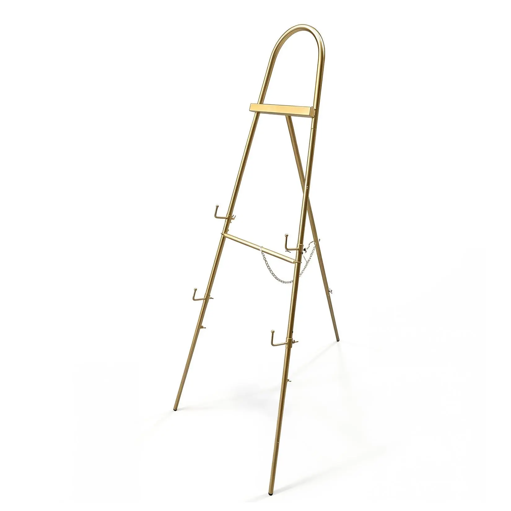 Adjustable Metal Easel Stand for Home and Event Display - Collapsible Tripod Rack for Wedding Signs, Posters, Mirrors, Art, and Decor - Floor Standing, Sturdy, Easy Storage - Gold, 45×160cm