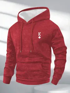 Men's Long Sleeve Hoodie Autumn Winter Regular Tie Dye Snowflake Washed Printed Letter Casual Sports Jacket Cocaine Pocket Drawstring Hooded Coat Men'S Sweater