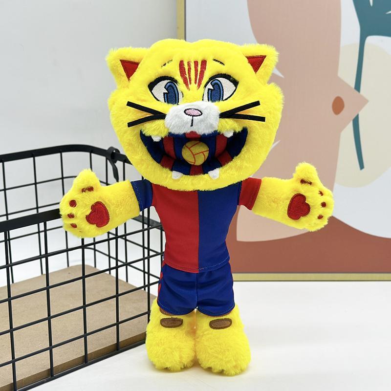 2026 Football Club Mascot 31cm Yellow Cat Plush Stuffed Animal Doll Soft Toy For Football Fans Adults Collection Souveni #YYC