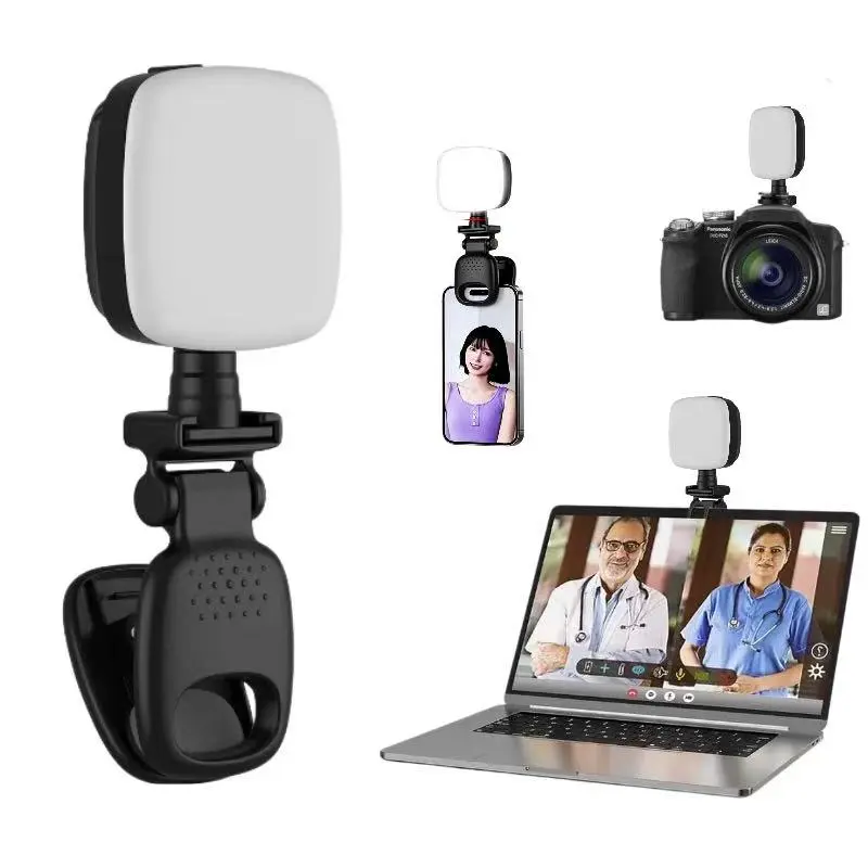 Portable Rechargeable LED Selfie Light for Smartphones, 9 Adjustable Modes, Front/Rear Clip-On Design, LED Flash for Makeup, Video Conferences, Selfie Lights, Mobile Phones