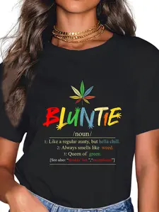 100% Cotton Funny Retro Vintage auntie wear Bluntie Aunt Weed T-Shirt