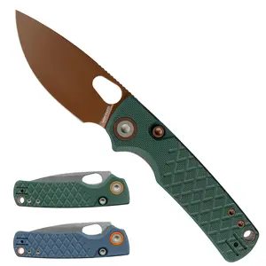 Vosteed Porcupine Knife 2.99" 14C28N Blade,  G10 Handle, Thumb Hole Opener & Top Liner Lock - Reversible | Stainless Steel Clip EDC Folding Knife