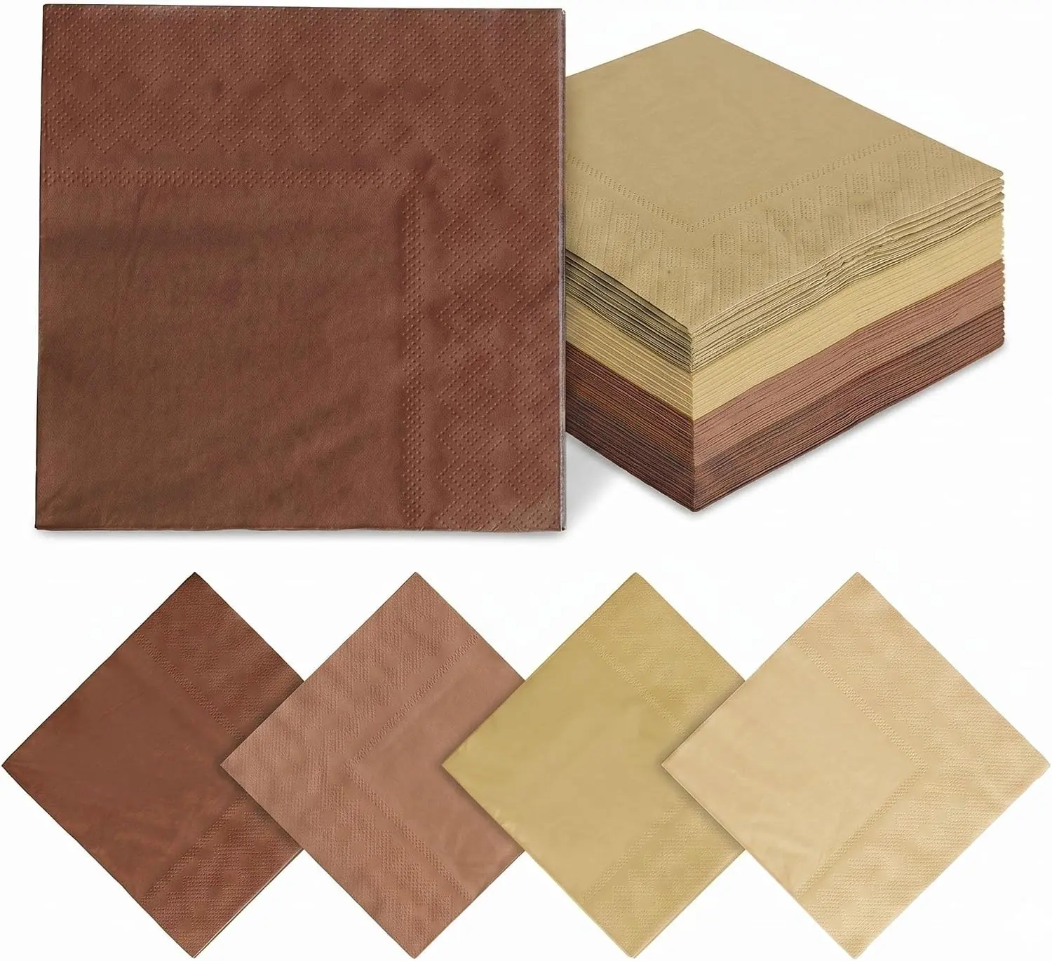Gradient Brown Cocktail Napkins, 120 Pcs, 2-Ply Disposable Napkins