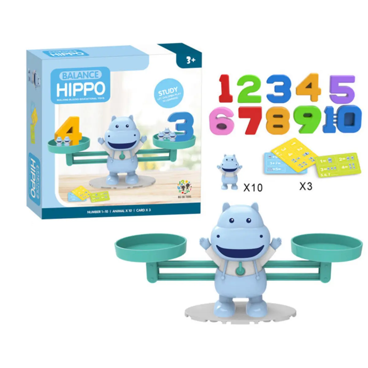 Interactive Hippo Math Balance Counting Game for Kids, STEM Educational Learning Toy, Number Counting & Early Math Skills, Preschool Montessori Toy