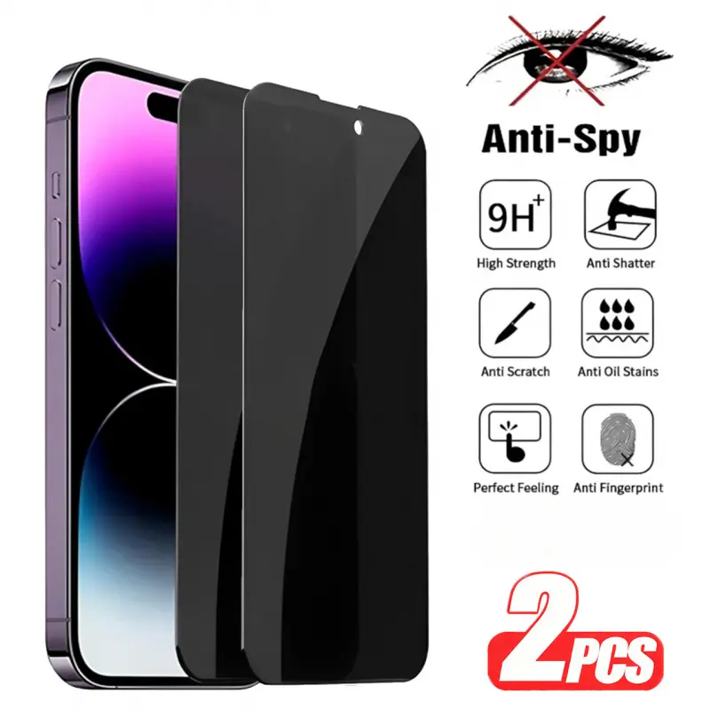 Two-pack Anti Spy Privacy Screen Guard for iPhone 11/12/13/14/15/16/17 Mobile Phone Accessories. Perfectly compatible, durable glass, suitable for iPhone and smartphone users.