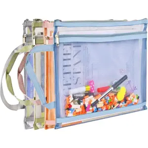 Colored mesh zippered pouch bags, double-layer nylon puzzle storage organization solution for toys, games, and more (4)