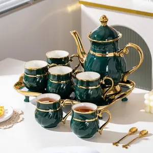 Luxury Banquet Tea Set, Vintage European British Style, Includes Coffee Pot, Guest Teacups, Home Teapot, High-Quality Tableware, Tea Party Set