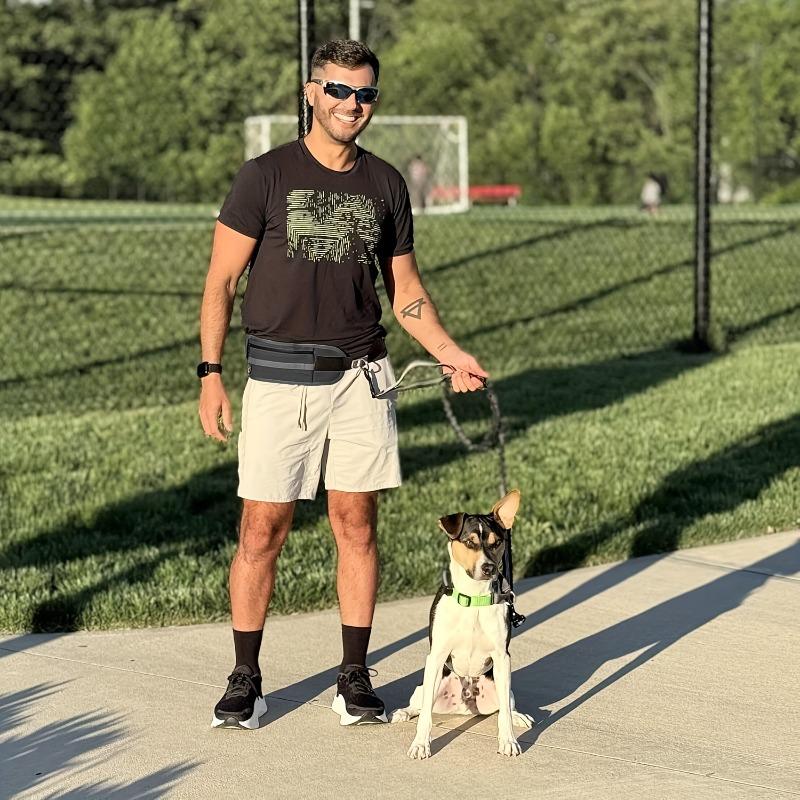 Hands-Free, Anti-Pull Dog Leash—Ideal for Walking and Running—Features a Zippered Waist Pouch, Extra-Thick Handle, and High-Elasticity Design