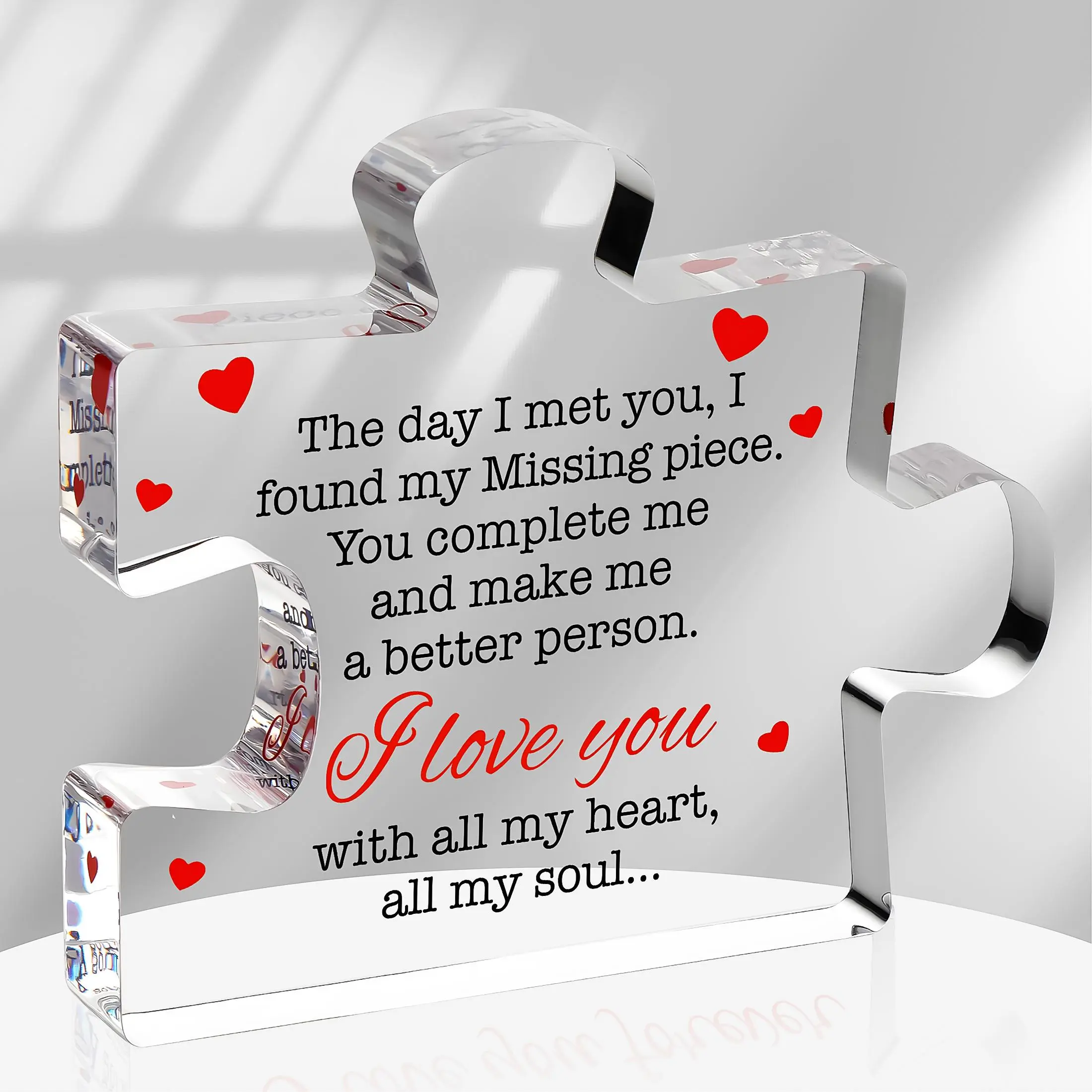 Acrylic Puzzle-Shaped Ornament, Acrylic Desktop Decoration, Decorative Plaque, Personalized Plaque, Romantic Keepsake for Him & Her, Perfect for Weddings, Birthdays & Anniversaries, Home & Office Decor, Signs, Home Decor Accessories, Home Decor Gifts