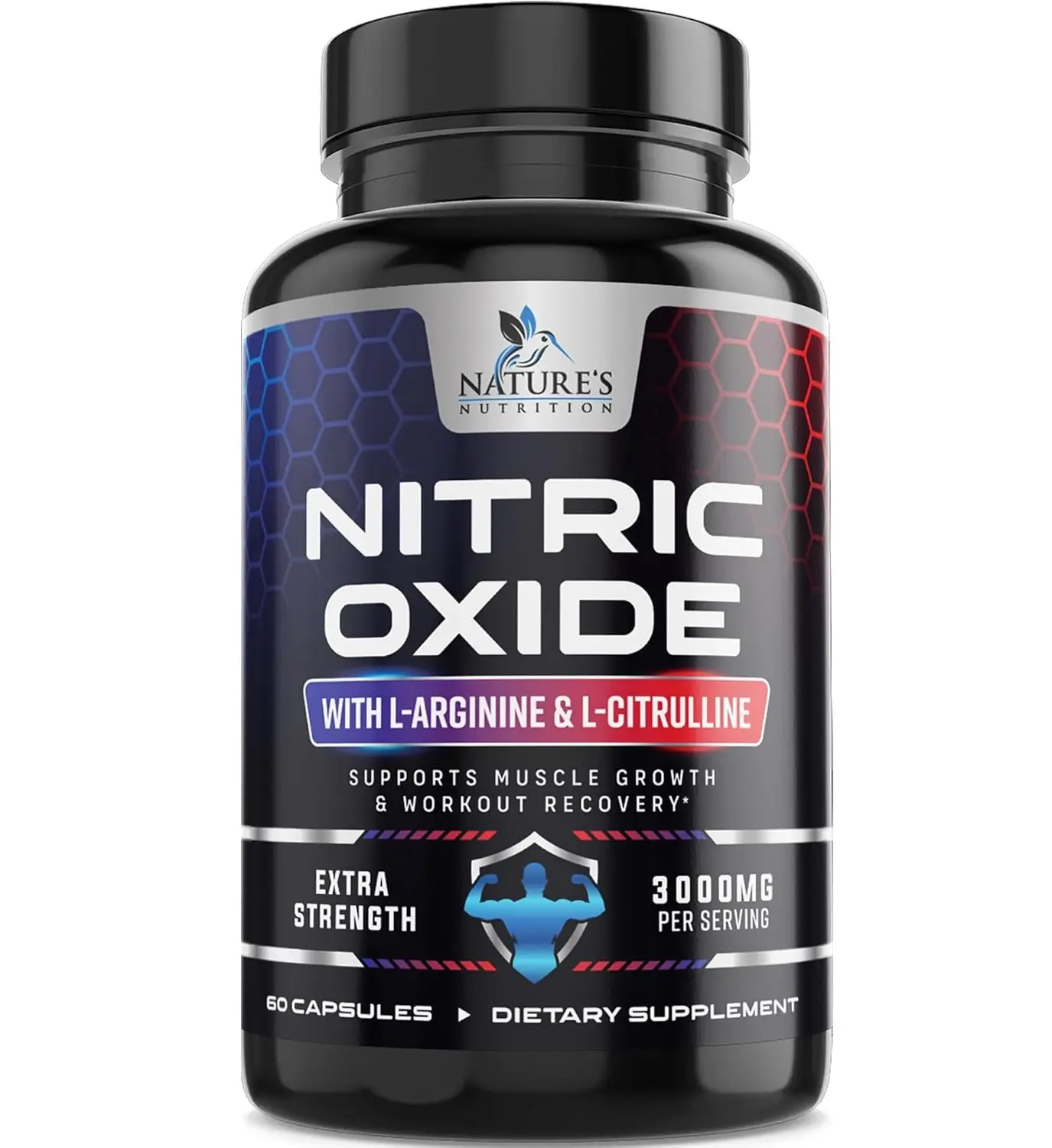 Nitric Oxide Booster Extra Strength - 3X Strength L-Arginine & Citrulline Supplement - Best Nitric Oxide Supplements for Men - Supports Muscle, Heart Health, Energy - Bottled in USA - 60 Capsules