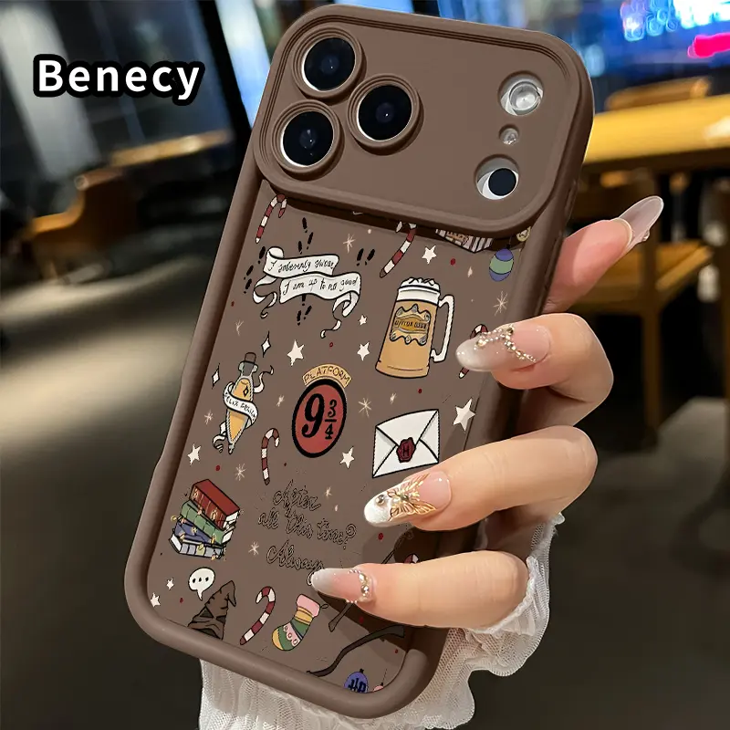 Wizarding Whimsy Pattern TPU Cellphone Case for iPhone Series (17 Pro Max,16,15,14 Plus,13,12 Mini,11,XR,X,XS), Durable Military-Grade Shockproof Non-Slip Protector Accessories, Tpu Soft, Silicon