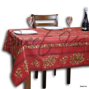 Nyons Olive Classic Allover Spill-Resistant Square Tablecloth — Rouge