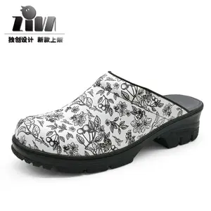 ZIVA Women's Floral Clogs Comfortable Slip-On Shoes with Durable Leather Sole for Everyday Wear