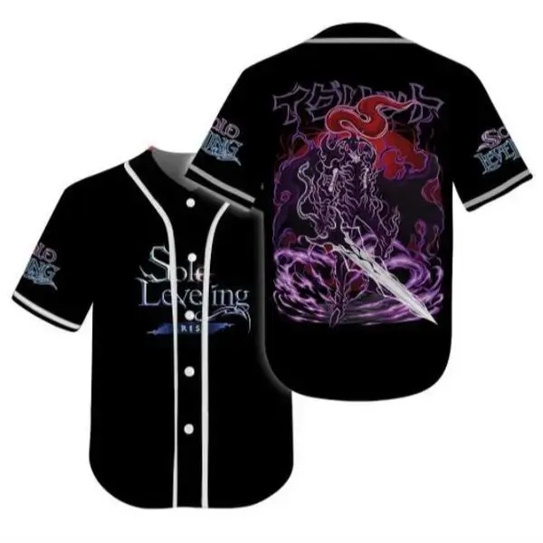 Solo Leveling Igris Shadow Commander Baseball Jersey - Premium Lightweight Breathable Button Down Streetwear Shirt, Anime Fan Gift, Graphic Print Cosplay Top