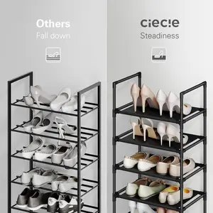 New 10-Tier Shoe Rack Tall Shoe Rack for Entryway Non-Woven Shoe Rack Sturdy Shoe Tank for Closet Garage & Corridor 11" D x 17.7" W x 68" H -Black