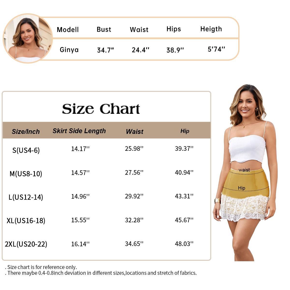 Florboom Women's Satin Mini Skirt – Elastic Waist & Lace Trim, Floral Lace Detail for Casual, Streetwear, Vacation, Festival & Party Wear