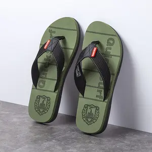 Men's fashionable summer flip flops, multi colored, fabric upper. EVA sole. Soft and durable, suitable for beach vacations and home stays