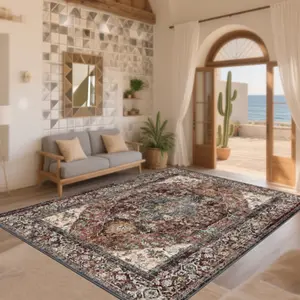 Velvet + Soft and Comfortable Retro Persian European Complex Pattern Art Print Carpet, Home Decoration Carpet, Living Room Large Carpet Sofa Cushion Door Mat Coffee Table Mat Bedroom Carpet Bedside Carpet