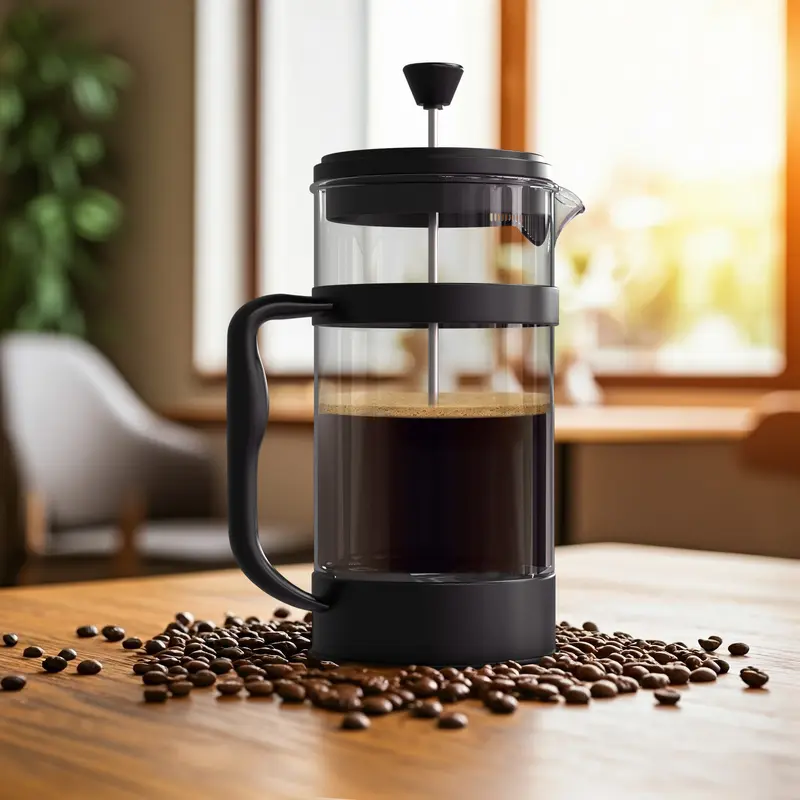 Utopia Kitchen 4-Cup Capacity 34oz Borosilicate Glass French Press Coffee Brewer - Heat-Resistant Thick Glass, Portable Handle, Filter, Compact Yet Powerful Design, Smooth Brew, Camping & Travel-Friendly, Cappuccino Ready, Black, Easy Operation