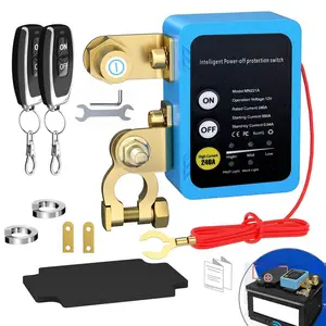 Kill Switch for Car,12V Remote Battery Disconnect 250A, Car Power Cut Off, Blue - Manual & Remote Control for Auto, RV, Truck, Boat, ATV (1 Pack) (Battery Switch)