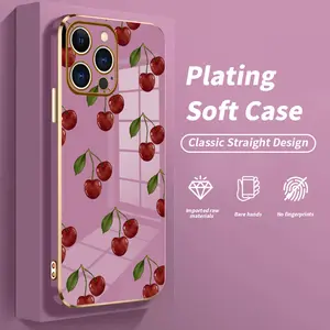 Compatible with iPhone17 16 15 Pro Max Plus 14 13 12 11 X XR Stylish full screen cherries Rugged Durable shockproof Anti-Scratch soft Silicone case
