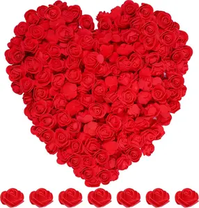 100/200/500 Pcs Mini Artificial Rose Artificial Fake Rose Head Mini Foam Artificial Rose Head for DIY Crafts Wedding Party Valentine's Day Bouquets Festival Home Decoration(Red, 3.5cm/1.38inches)