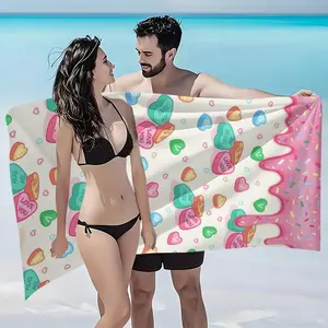 Sweet Cute Vacation Art Beach Towel, Luxury Lightweight Unisex, Suitable for Swimming, Sports, Beach, Camping, Gym, Diving, Surfing, Yoga