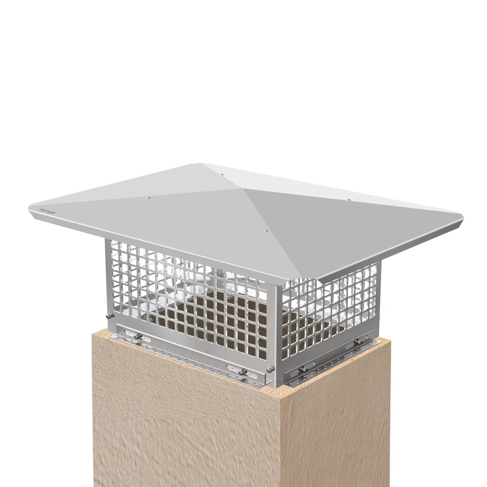 VEVOR Chimney Cap, 13" x 17" Flue Caps, 304 Stainless Steel Fireplace Chimney Cover, Adjustable Metal Spark Arrestor with Bolts Screws, Mesh Chimney Flue Cover for Outside Existing Clay Flue Tile