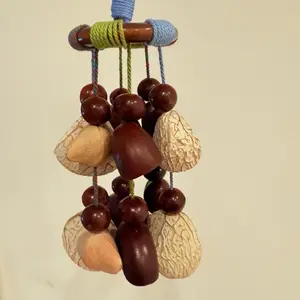 Nut Shell Wind Chimes Decorative Hanging Ornaments for Home Decor and Outdoor Use Unique Handmade Design （48 nutshells )