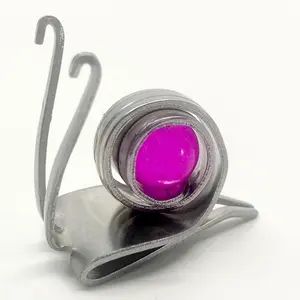 Pink Snail Handmade Metal Art with Marble Unique Stainless Steel Fork Glass Shell Desk Decor Gift One of a Kind