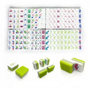 Acrylic Mahjong Gradient Green Four-Layer American Portable Crystal Mahjong Set