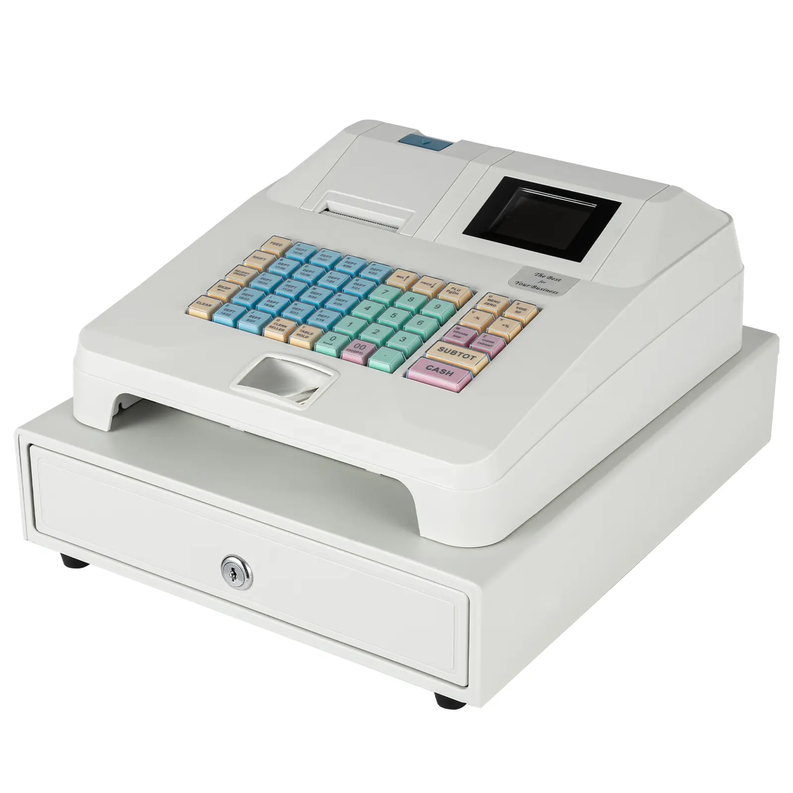 48-Key Waterproof Cash Register Machine, ABS & Steel Construction, Dual LED Screens, Printer Function, USB + RS232 Interfaces, for Retail & Restaurant Use (Computers & Office Equipment, Office Equipment, Money Counters)