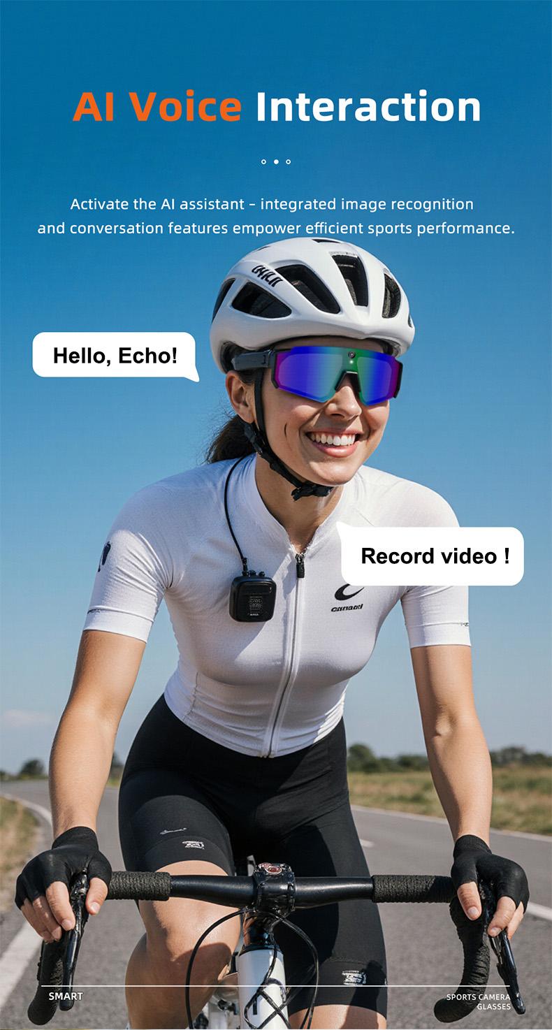Smart Sports Glasses with 8MP Camera, 2K Photo/1200P Video Recording Wearable Glasses, IP54 Waterproof Multifunctional Wireless Audio Bluetooth Glasses with Headphone, Outdoor Sports Polarized Sunglasses with AI Voice Assistant, UV Protection Eyeglass Smart Sports Glasses with 8MP Camera, 2K Photo/1200P Video Recording Wearable Glasses, IP54 Waterproof Multifunctional Wireless Audio Bluetooth Glasses with Headphone, Outdoor Sports Polarized Sunglasses with AI Voice Assistant, UV Protection Eyeglass