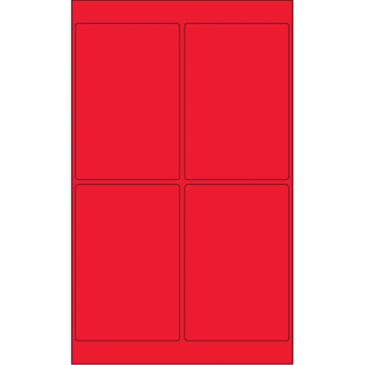 Tape Logic LL186RD Permanent Acrylic Laser Labels, 4x6 in Fluorescent Red Rectangles, Customizable Labels, Pack of 400
