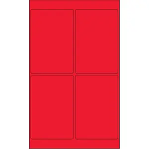 Tape Logic LL186RD Permanent Acrylic Laser Labels, 4x6 in Fluorescent Red Rectangles, Customizable Labels, Pack of 400
