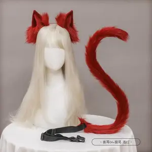 Cosplay Cute Cat Ears Hair Ornaments Cat Tail Accessories Handmade Cat Lady Beast Ears Headbands Animal Tail Accessories Set New