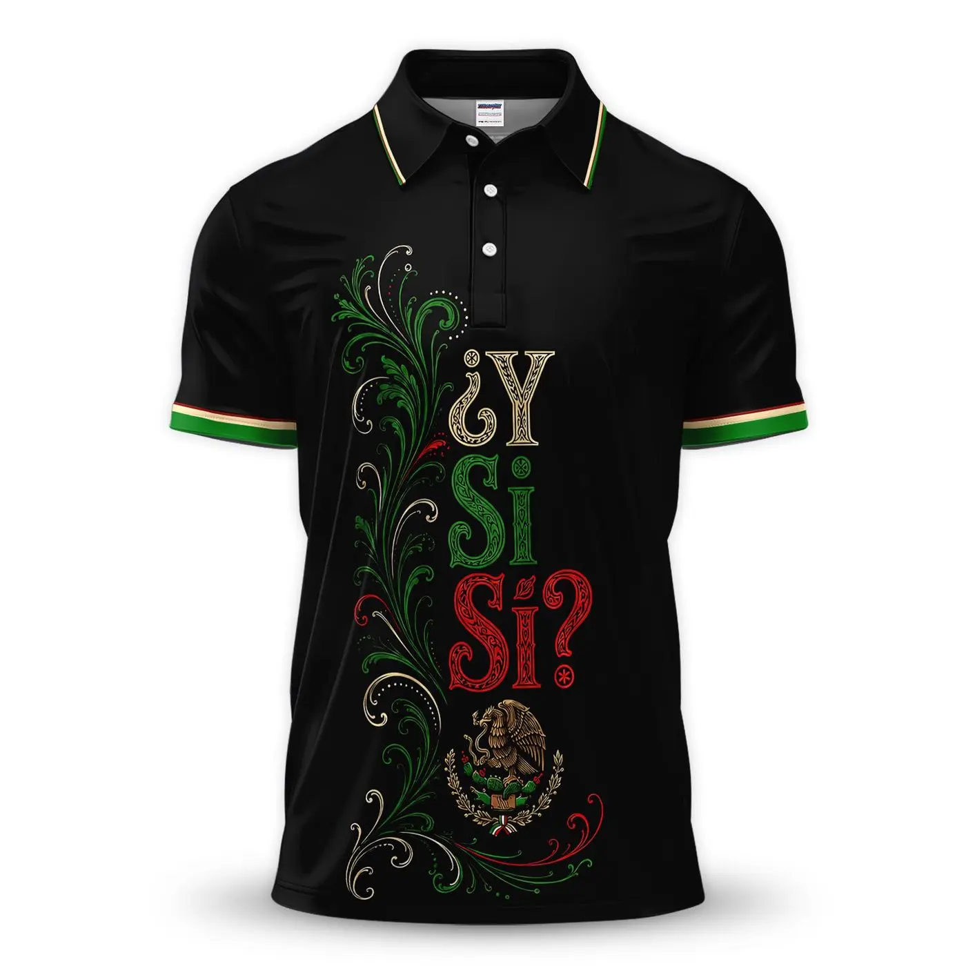 ¿Y Si Sí? Mexico Pride Polo Shirt for Men – Mexican Heritage Black Polo