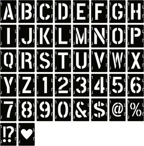 10 Inch Letter Stencils Symbol Numbers Craft Stencils, 42 count  Alphabet Templates Interlocking Stencil Kit for Painting on , Wall, Rock, Sign, DIY Art Projects (10 inch)