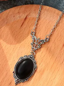 Gothic Crystal Pendant Necklace, Women's Butterfly Necklace, Vampire Carved Witch Jewelry Accessory, Halloween Vintage Collar, Witches Knot Necklace