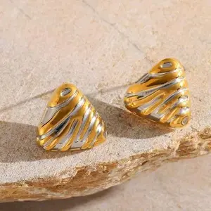 Stainless Steel Earrings with Gold and Silver Color Accents for Everyday Wear