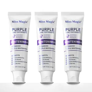 【3PC Value Pack】Miss  Magic Purple Luxe Toothpaste | Color-Correcting Whitening | Enamel Care + Probiotics | Brightens Yellow Teeth