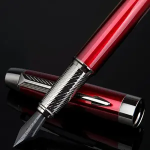 Fountain Pen with Fine Nib & Black Ink, Refillable & Elegant Bent Nib Design, Calligraphy Pens for Writing,  Fountain Pen for Smooth & Fancy Writing (Red)