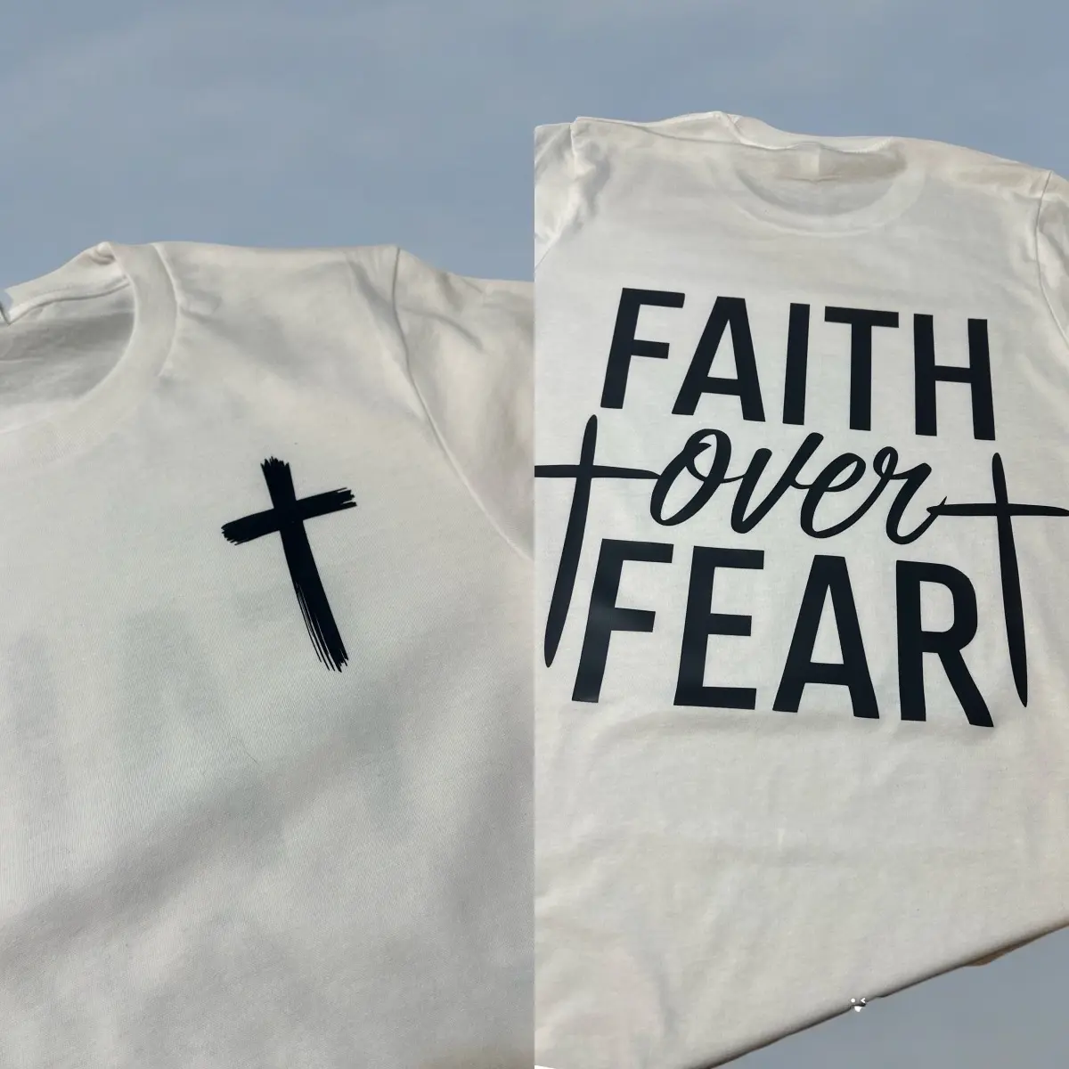 Faith over fear tshirt- unisex tshirt with a powerful uplifting and motivation message.  Inspire others with this unique tshirt Casual Canvas