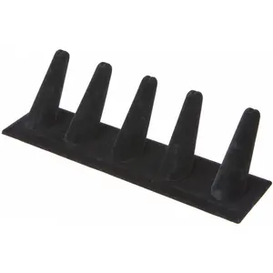 Plymor Ring Finger Display, Five on Rectangular Base, 8" W x 2.125" D x 2.5" H