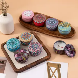 Scented Candles Gift Set 4 Pack 2.5 oz Aromatherapy Candles for Home Portable Hotel Natural Soy Wax Tin Jar Candles for Yoga Bath Long Lasting Time 52 Hours Fragrances Rose Vanilla Wolfberry Orange Lavender Healthcare Healthy Treatment Solution Wellness