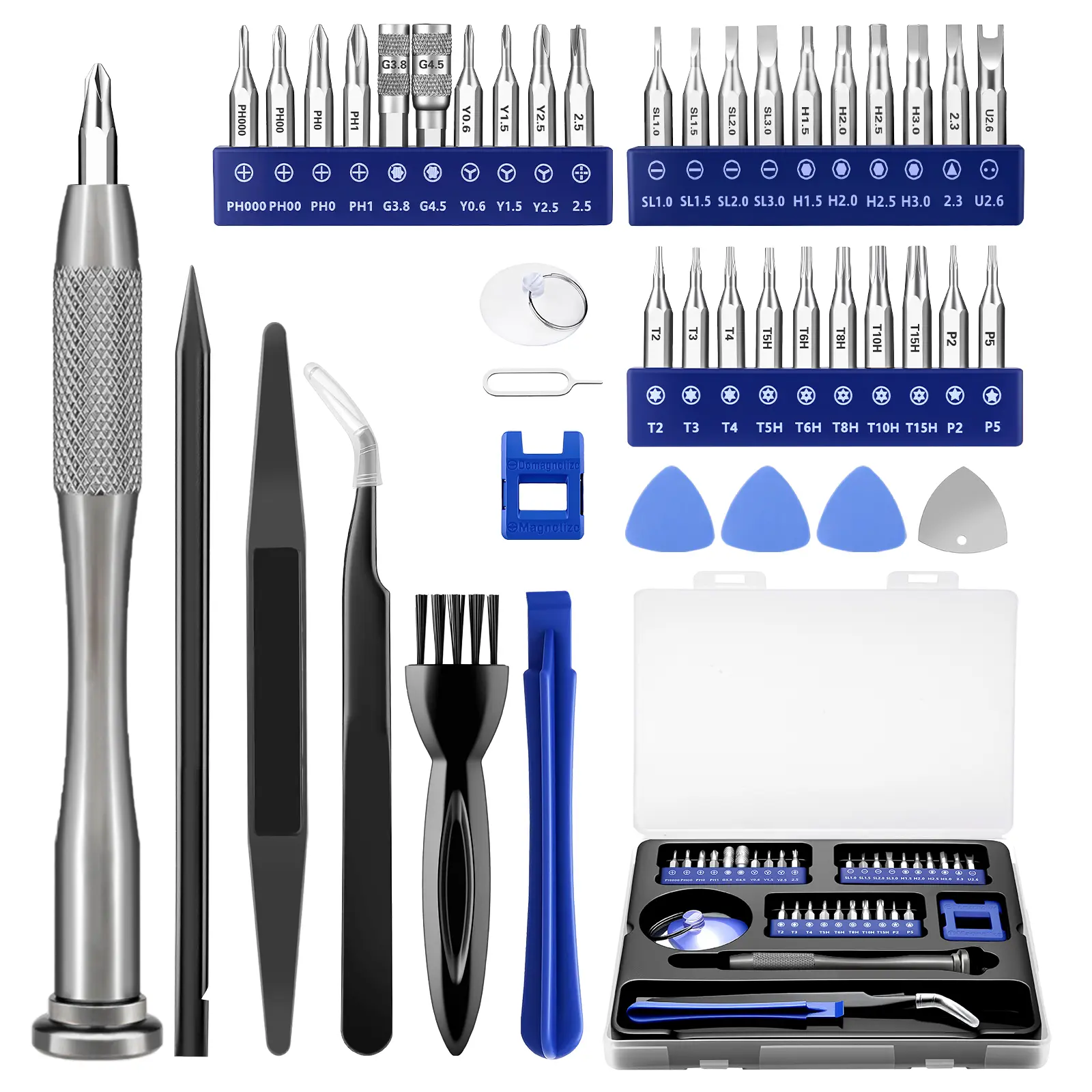 44in1 Precision Screwdriver Set Repair Tool Cleaning Kit for iPhone,MacBook,Computer,Laptop,PC,Tablet, PS4, PS5,Xbox, Nintendo,Game Console,Gamebit,Switch,watch,Glasses,Camera,Mobile cell phones - Gray